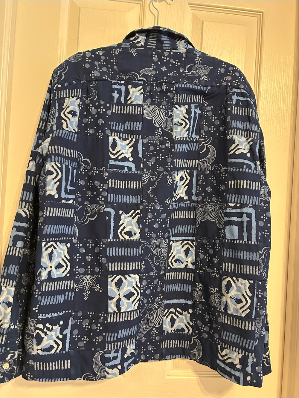 J. Crew Indigo-Dyed Madras Patchwork Blue Long-Sleeve Shirt - Picture 3 of 10